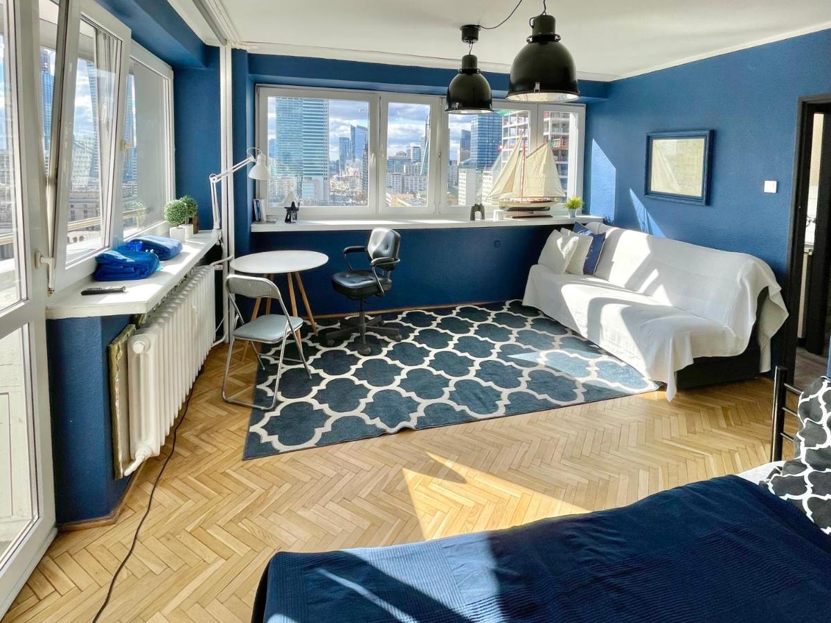Super Apartament Blue Scisle Centrum Dwie Linie Metra Netflix Wifi 300 Mbs Panorama Miasta Warszawa Exteriör bild