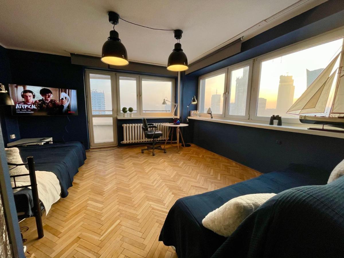Super Apartament Blue Scisle Centrum Dwie Linie Metra Netflix Wifi 300 Mbs Panorama Miasta Warszawa Exteriör bild