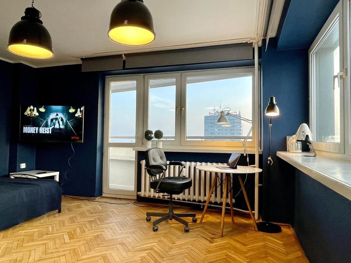 Super Apartament Blue Scisle Centrum Dwie Linie Metra Netflix Wifi 300 Mbs Panorama Miasta Warszawa Exteriör bild