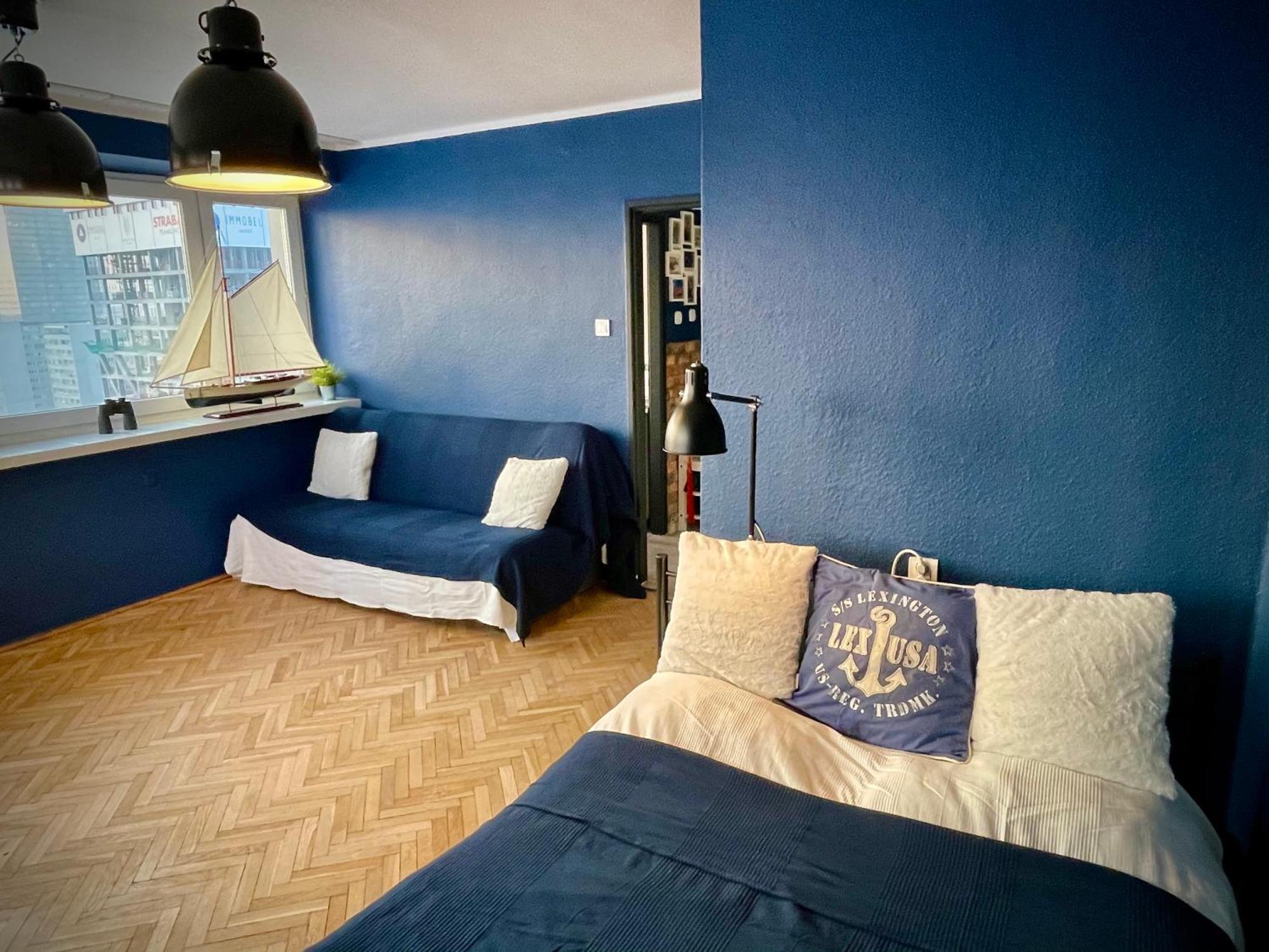 Super Apartament Blue Scisle Centrum Dwie Linie Metra Netflix Wifi 300 Mbs Panorama Miasta Warszawa Exteriör bild